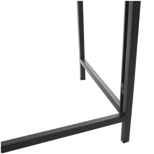 42.5" Black Arched Console Table with Zig Zag Patterned Top and Rattan Accents
